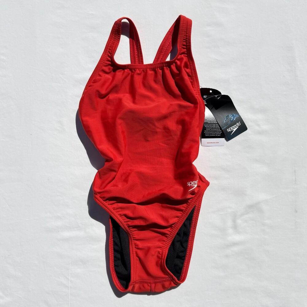 Speedo Pro LR Girls 26 One Piece Racing Swimsuit Red